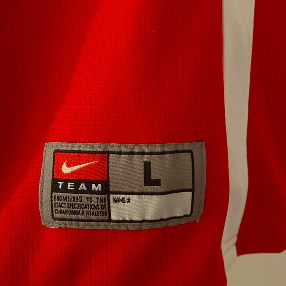 NWT [Nike] Dri-Fit Basketball Performance Sleeveless Jersey Red w/ White - Picture 4 of 11